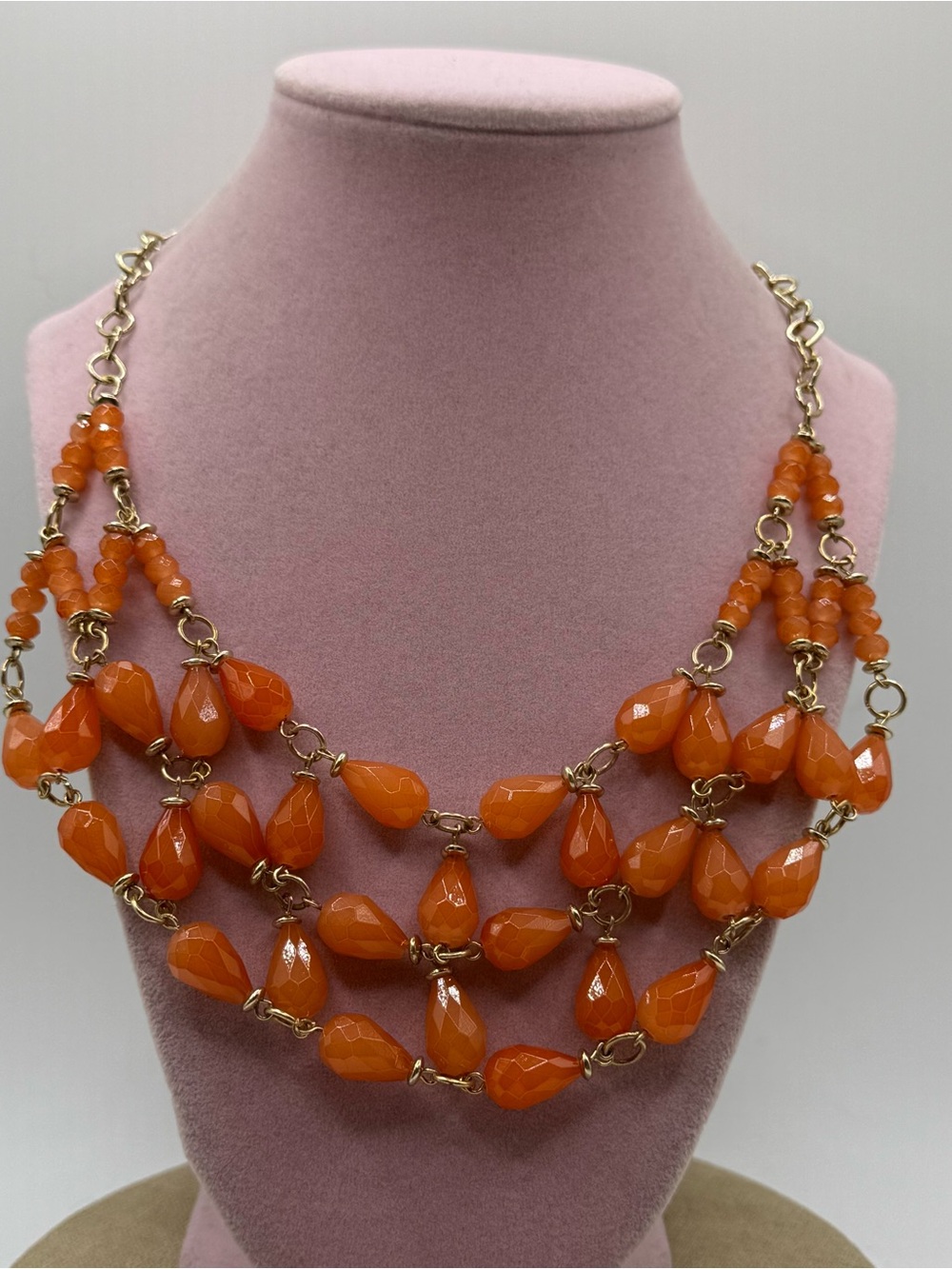 Acrylic Multi-Strand Orange Statement Necklace - Women's Jewelry